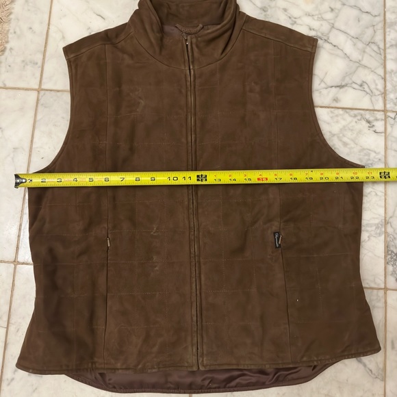 FACONNABLE Quilted Goatskin Suede Brown Vest XL - Picture 4 of 5